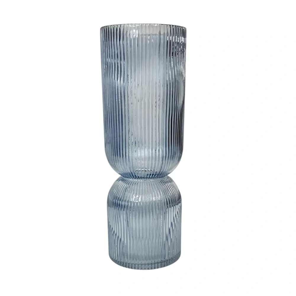 WHITE BARN Blue Faceted Decorative Glass Vase